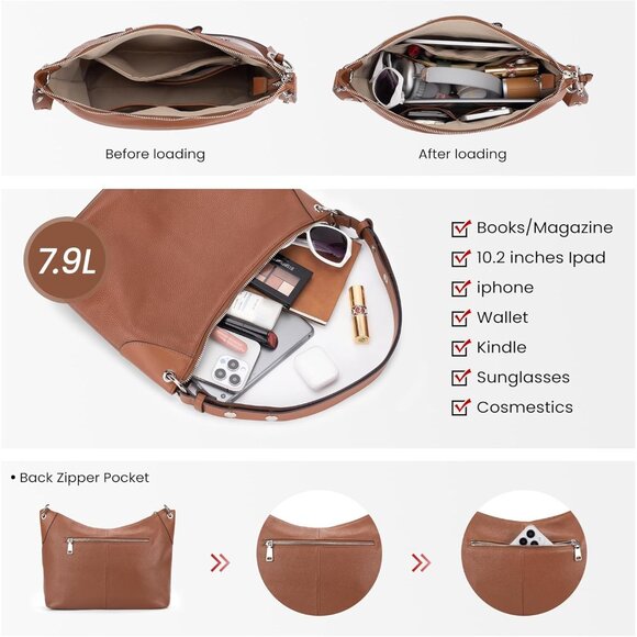 Soft Slouchy Real Leather Crossbody Purse – Perfect for Everyday Elegance - Picture 3 of 6